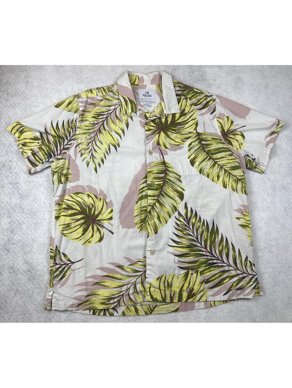 28 Palms Mens XL‎ White Hawaiian Tropical Button Up Shirt